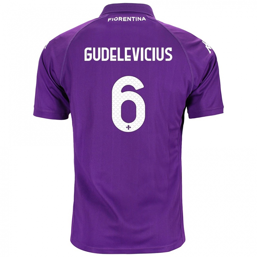 Naisten Ernestas Gudelevicius #6 Violetti Kotipaita 2024/25 Lyhythihainen Paita T-Paita