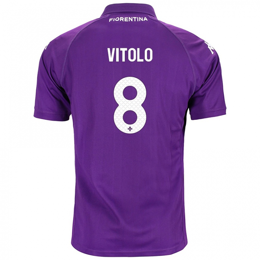 Naisten Federico Vitolo #8 Violetti Kotipaita 2024/25 Lyhythihainen Paita T-Paita