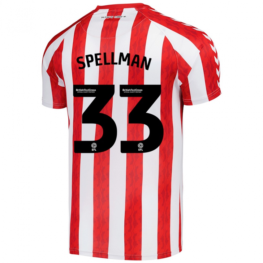 Lapset Michael Spellman #33 Punainen Valkoinen Kotipaita 2024/25 Lyhythihainen Paita T-Paita