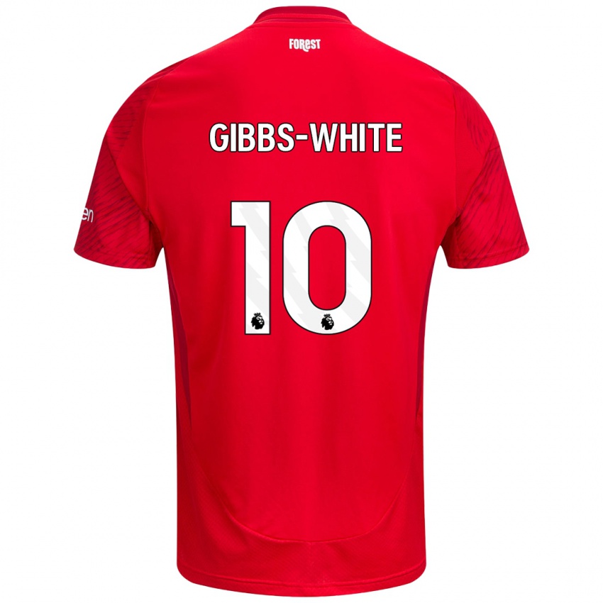 Lapset Morgan Gibbs-White #10 Punainen Valkoinen Kotipaita 2024/25 Lyhythihainen Paita T-Paita