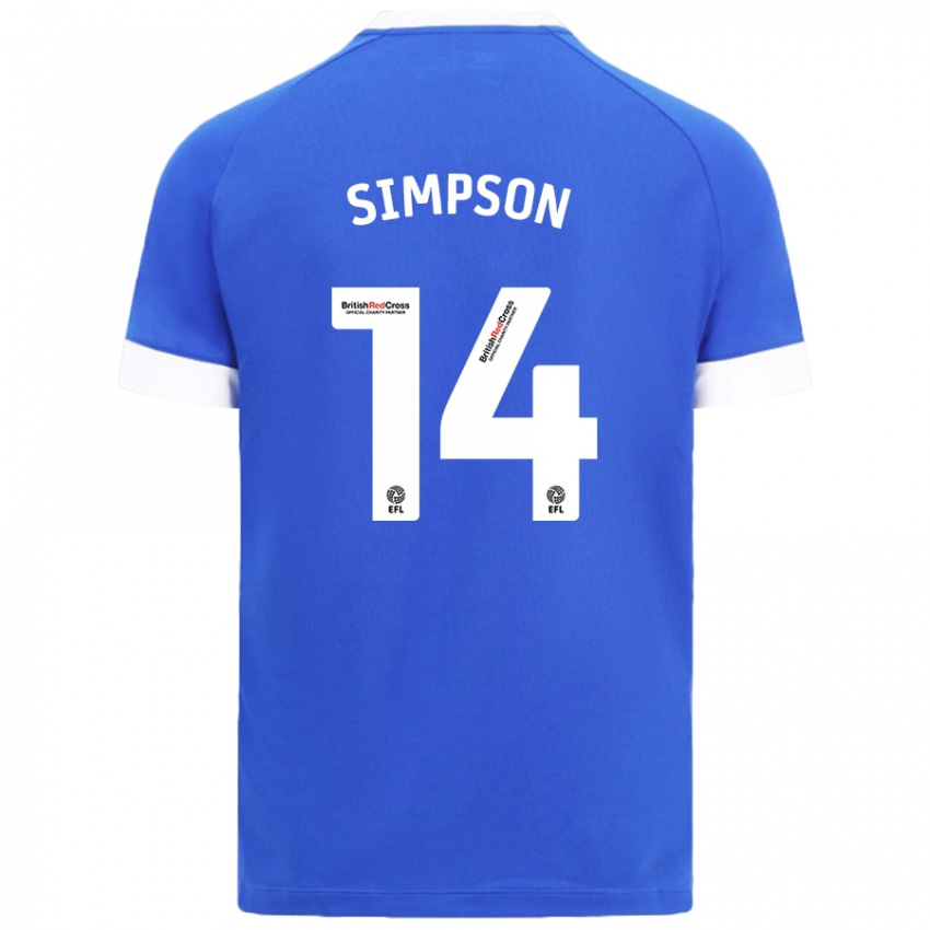 Lapset Jasmine Simpson #14 Taivaansininen Kotipaita 2024/25 Lyhythihainen Paita T-Paita