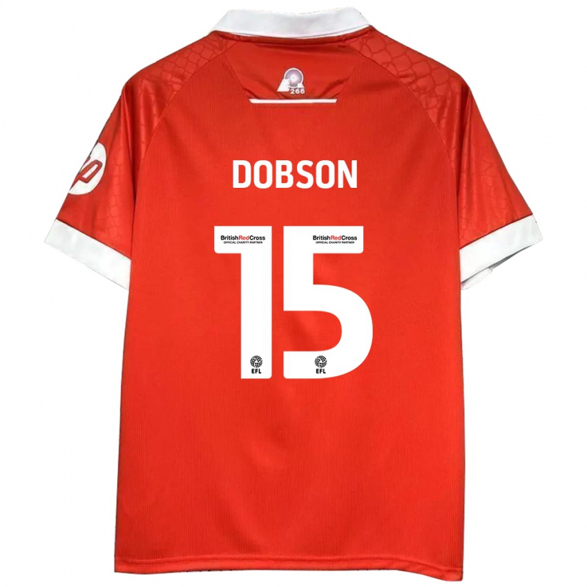 Lapset George Dobson #15 Punainen Valkoinen Kotipaita 2024/25 Lyhythihainen Paita T-Paita