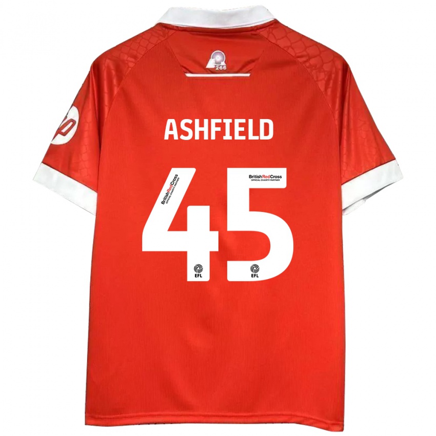 Lapset Harry Ashfield #45 Punainen Valkoinen Kotipaita 2024/25 Lyhythihainen Paita T-Paita