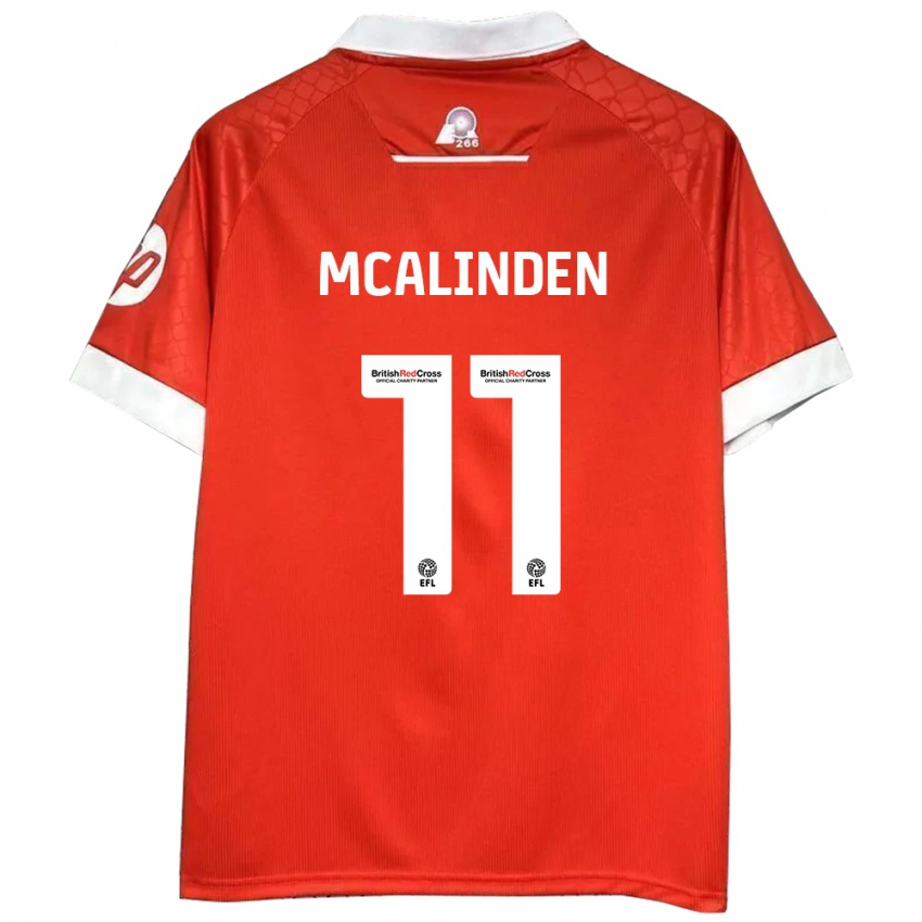 Lapset Liam Mcalinden #11 Punainen Valkoinen Kotipaita 2024/25 Lyhythihainen Paita T-Paita