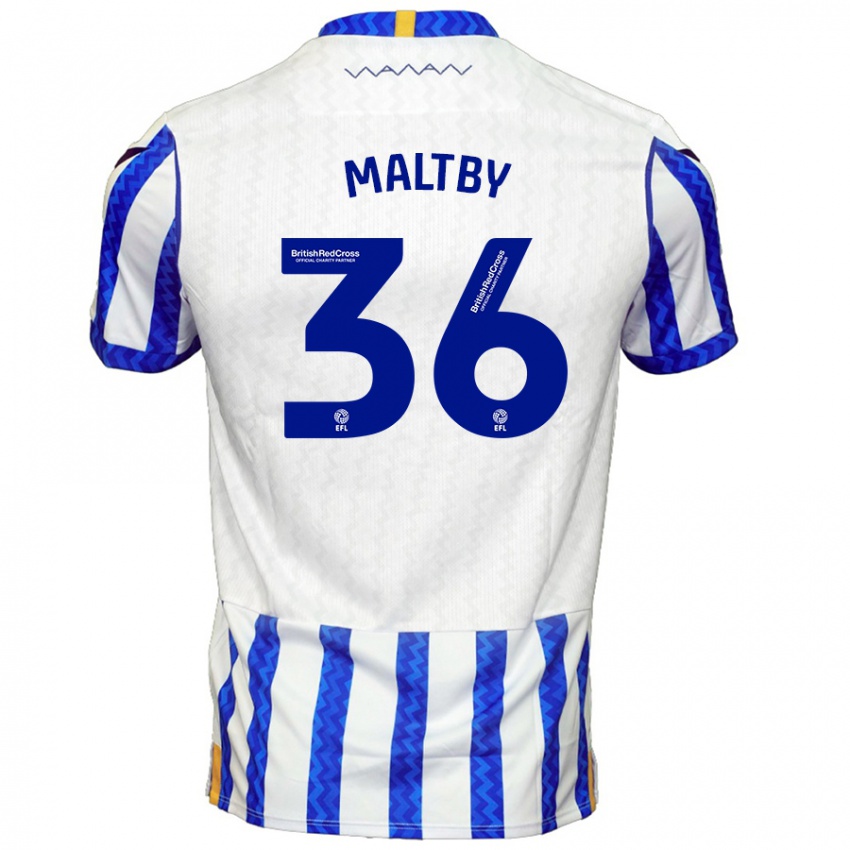 Lapset Mackenzie Maltby #36 Sininen Valkoinen Kotipaita 2024/25 Lyhythihainen Paita T-Paita