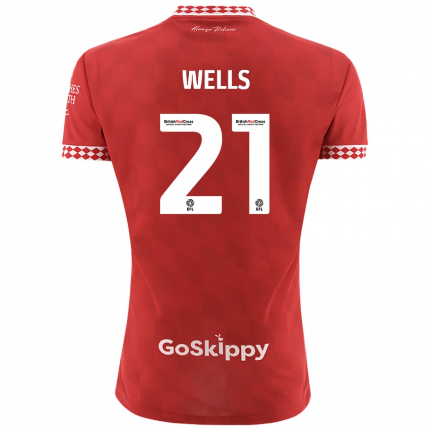 Lapset Nahki Wells #21 Punainen Kotipaita 2024/25 Lyhythihainen Paita T-Paita