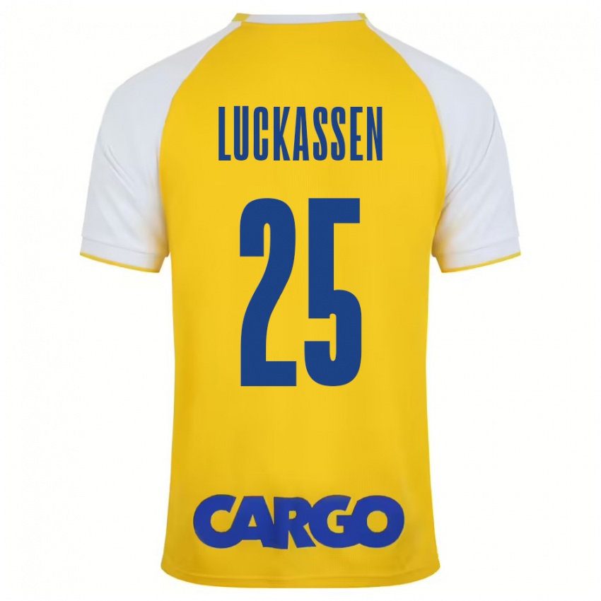 Lapset Derrick Luckassen #25 Keltainen Valkoinen Kotipaita 2024/25 Lyhythihainen Paita T-Paita