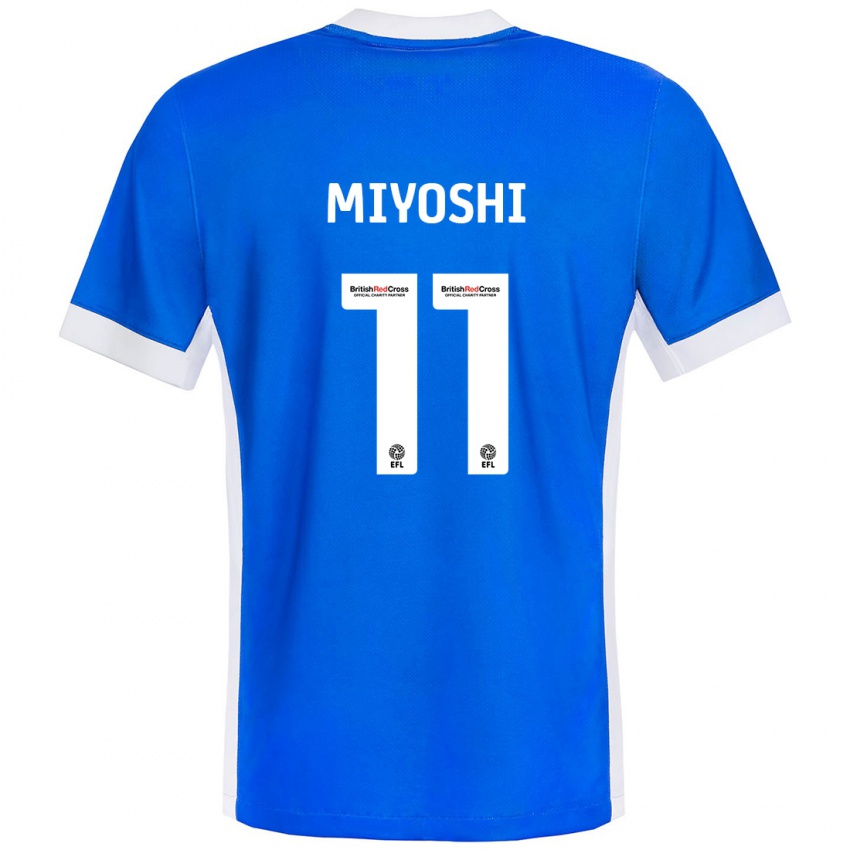 Lapset Koji Miyoshi #11 Sininen Valkoinen Kotipaita 2024/25 Lyhythihainen Paita T-Paita