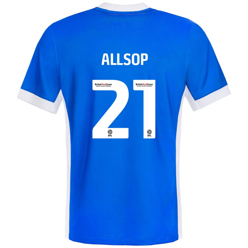 Lapset Ryan Allsop #21 Sininen Valkoinen Kotipaita 2024/25 Lyhythihainen Paita T-Paita