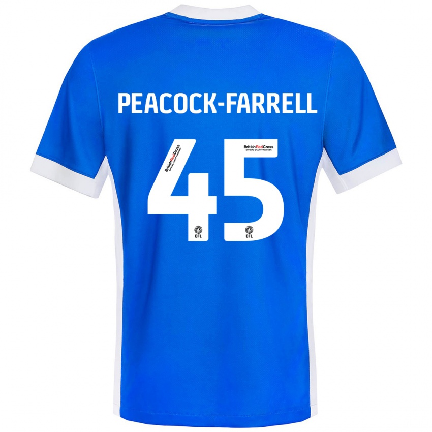 Lapset Bailey Peacock-Farrell #45 Sininen Valkoinen Kotipaita 2024/25 Lyhythihainen Paita T-Paita