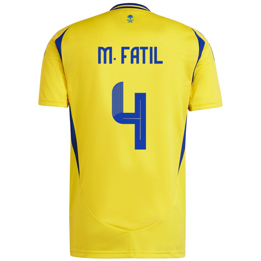 Lapset Mohammed Al-Fatil #4 Keltainen Sininen Kotipaita 2024/25 Lyhythihainen Paita T-Paita