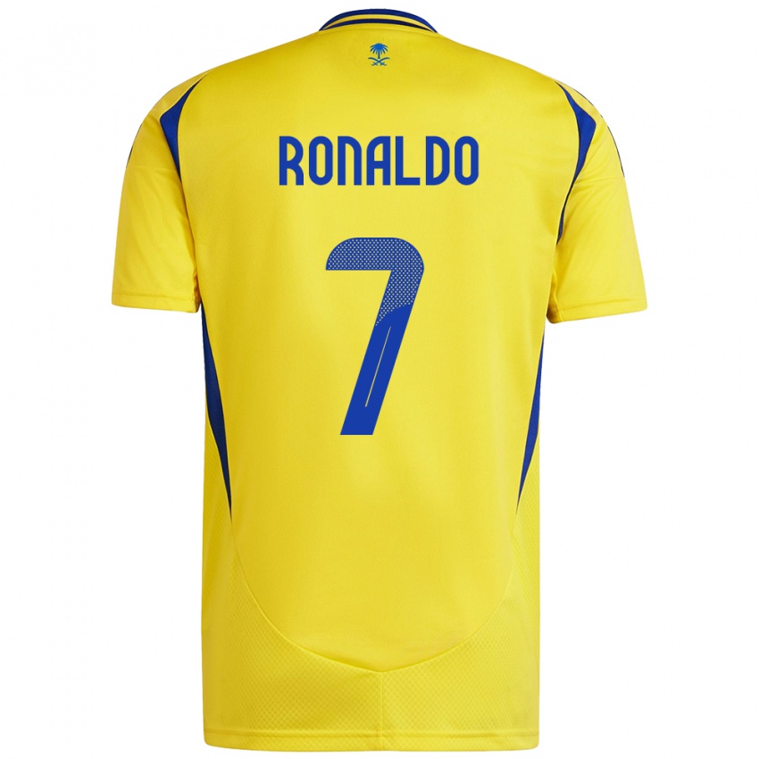 Lapset Cristiano Ronaldo #7 Keltainen Sininen Kotipaita 2024/25 Lyhythihainen Paita T-Paita