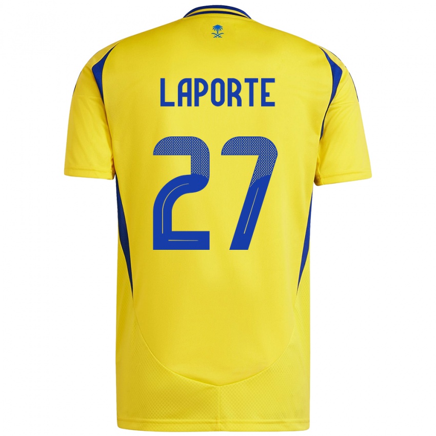 Lapset Aymeric Laporte #27 Keltainen Sininen Kotipaita 2024/25 Lyhythihainen Paita T-Paita