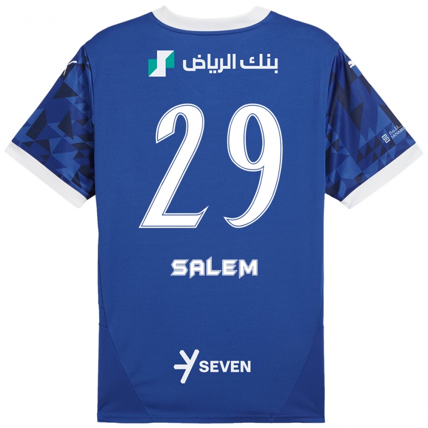 Lapset Salem Al-Dawsari #29 Tummansininen Valkoinen Kotipaita 2024/25 Lyhythihainen Paita T-Paita