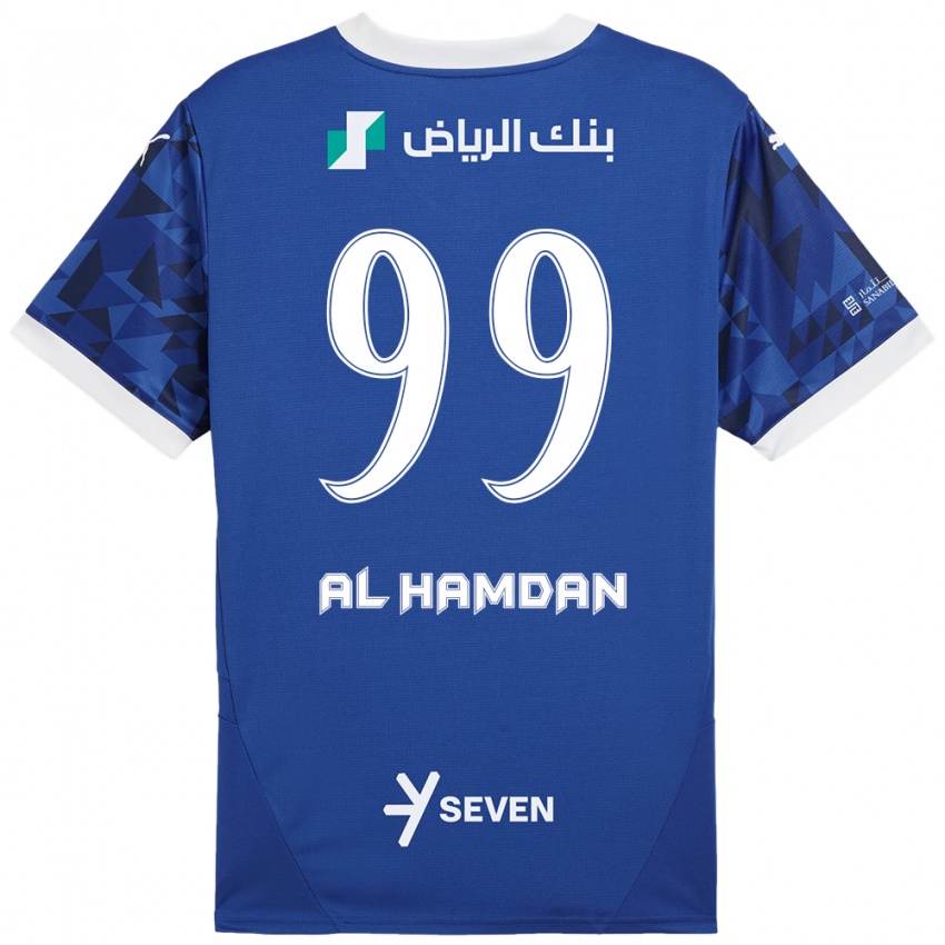 Lapset Abdullah Al-Hamdan #99 Tummansininen Valkoinen Kotipaita 2024/25 Lyhythihainen Paita T-Paita