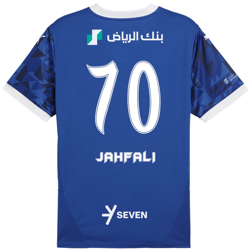 Lapset Mohammed Jahfali #70 Tummansininen Valkoinen Kotipaita 2024/25 Lyhythihainen Paita T-Paita