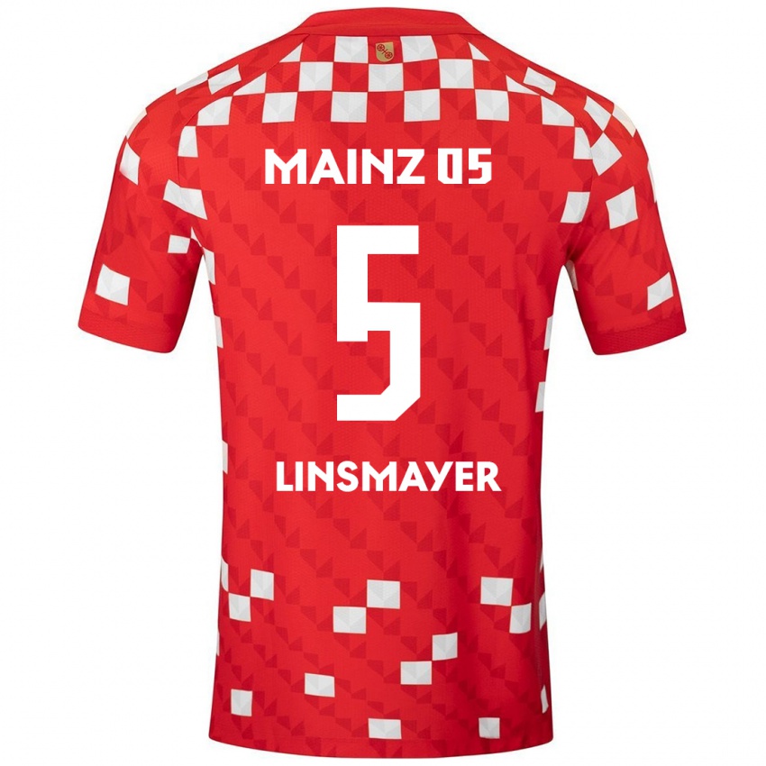 Lapset Denis Linsmayer #5 Valkoinen Punainen Kotipaita 2024/25 Lyhythihainen Paita T-Paita