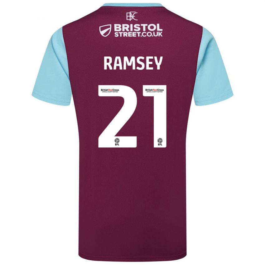 Lapset Aaron Ramsey #21 Burgundin Taivaansininen Kotipaita 2024/25 Lyhythihainen Paita T-Paita