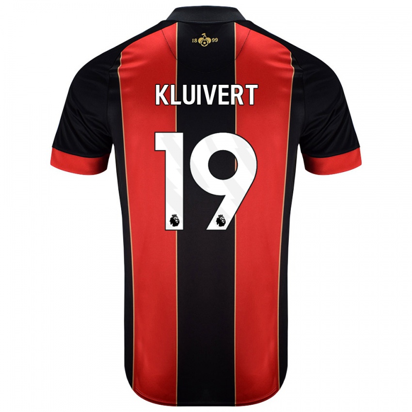 Lapset Justin Kluivert #19 Punainen Musta Kotipaita 2024/25 Lyhythihainen Paita T-Paita