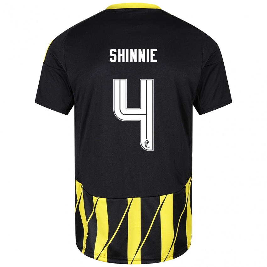 Lapset Graeme Shinnie #4 Musta Keltainen Vieraspaita 2024/25 Lyhythihainen Paita T-Paita