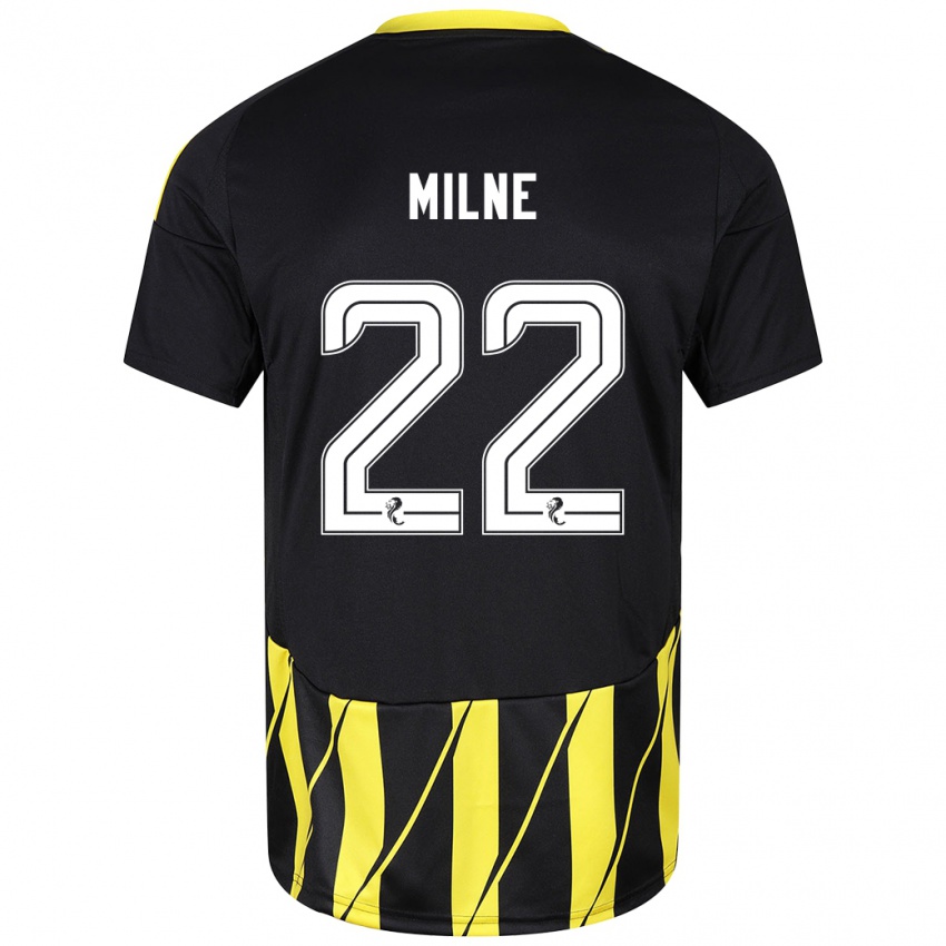 Lapset Jack Milne #22 Musta Keltainen Vieraspaita 2024/25 Lyhythihainen Paita T-Paita