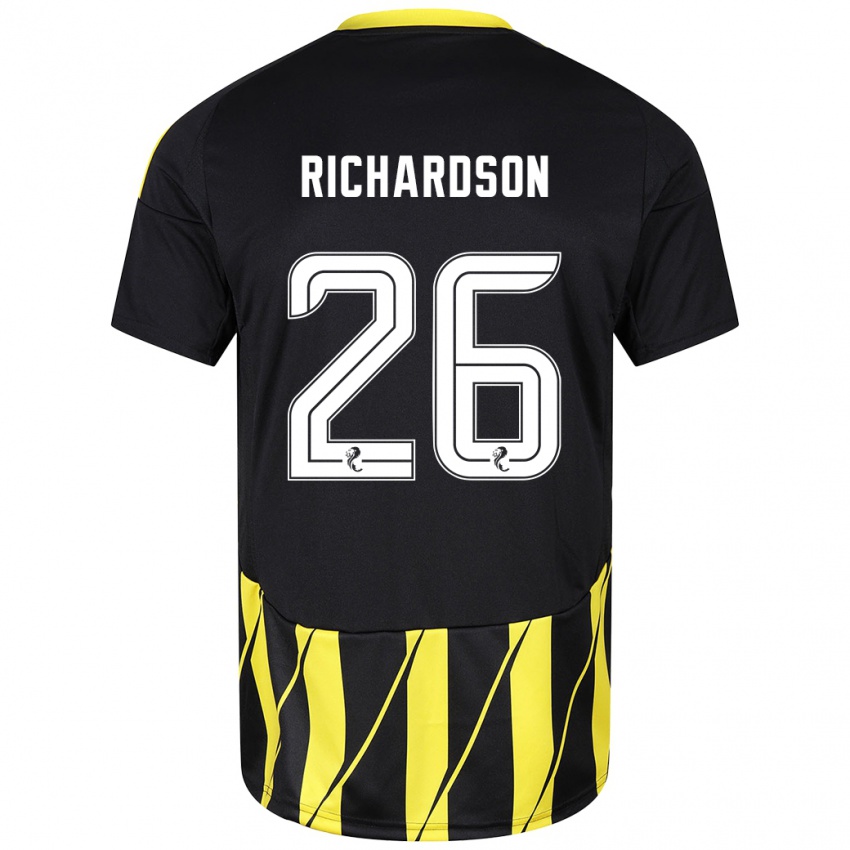 Lapset Jayden Richardson #26 Musta Keltainen Vieraspaita 2024/25 Lyhythihainen Paita T-Paita