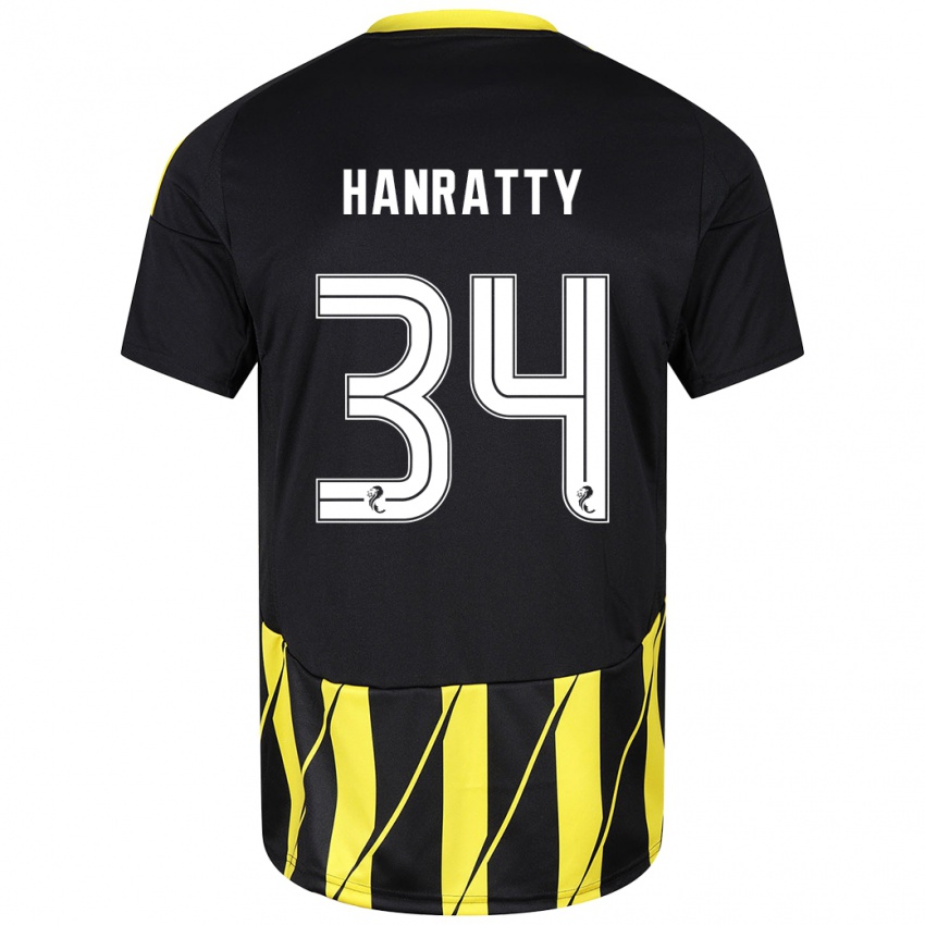 Lapset Kevin Hanratty #34 Musta Keltainen Vieraspaita 2024/25 Lyhythihainen Paita T-Paita