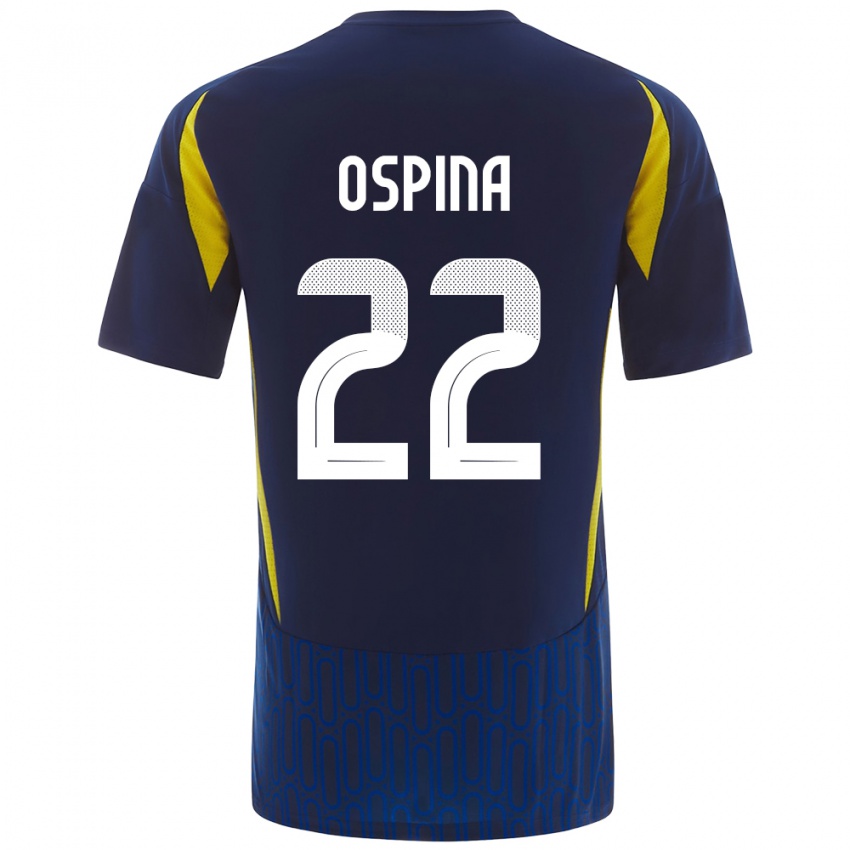 Lapset David Ospina #22 Sininen Keltainen Vieraspaita 2024/25 Lyhythihainen Paita T-Paita