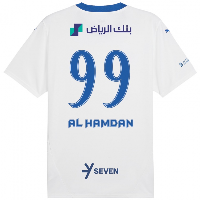 Lapset Abdullah Al-Hamdan #99 Valkoinen Sininen Vieraspaita 2024/25 Lyhythihainen Paita T-Paita