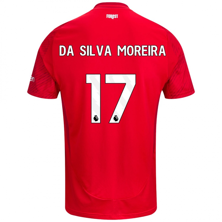 Miesten Eric Da Silva Moreira #17 Punainen Valkoinen Kotipaita 2024/25 Lyhythihainen Paita T-Paita