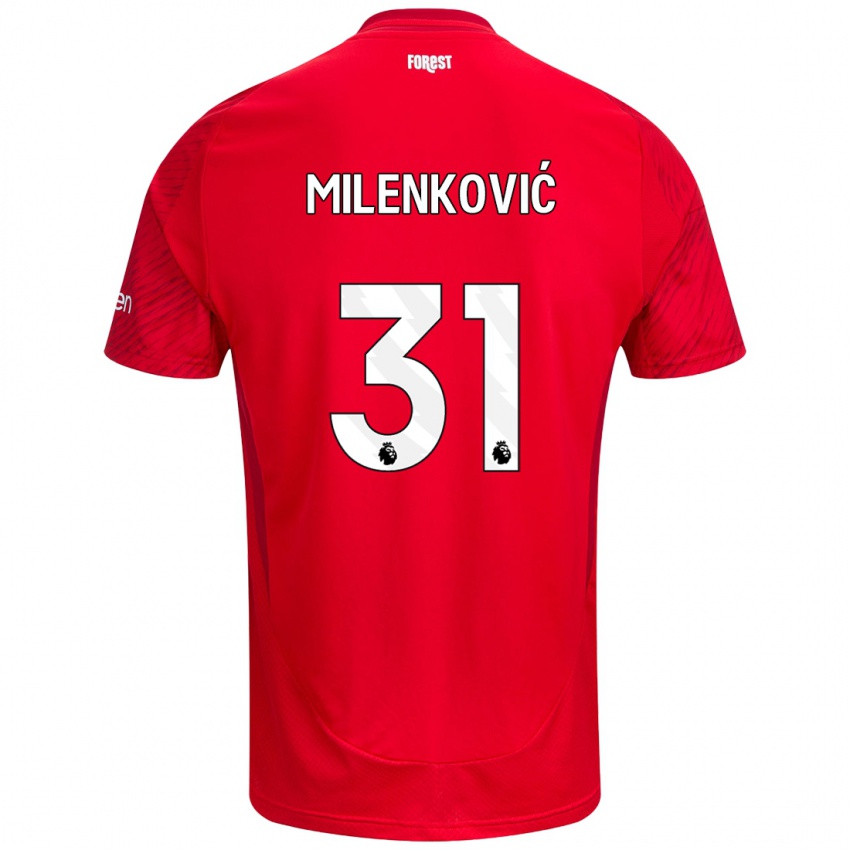 Miesten Nikola Milenkovic #31 Punainen Valkoinen Kotipaita 2024/25 Lyhythihainen Paita T-Paita