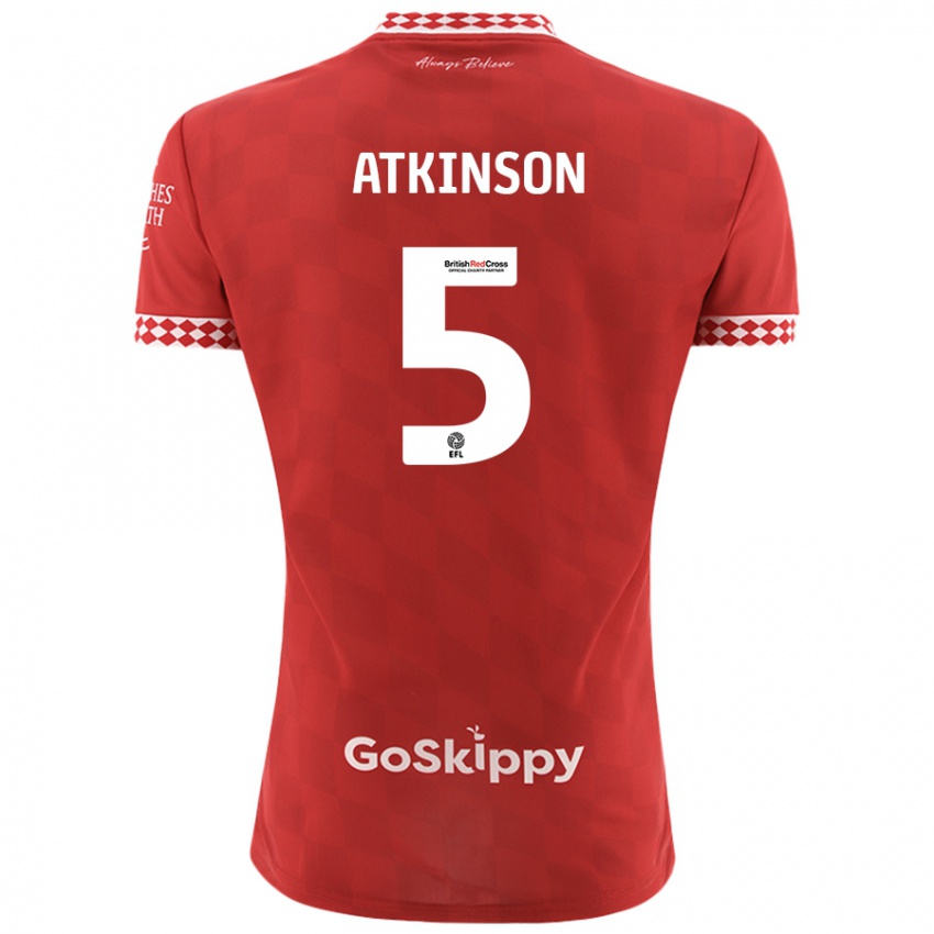 Miesten Rob Atkinson #5 Punainen Kotipaita 2024/25 Lyhythihainen Paita T-Paita