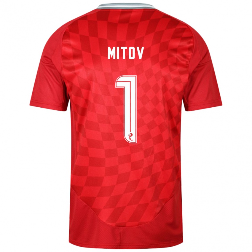 Miesten Dimitar Mitov #1 Punainen Kotipaita 2024/25 Lyhythihainen Paita T-Paita