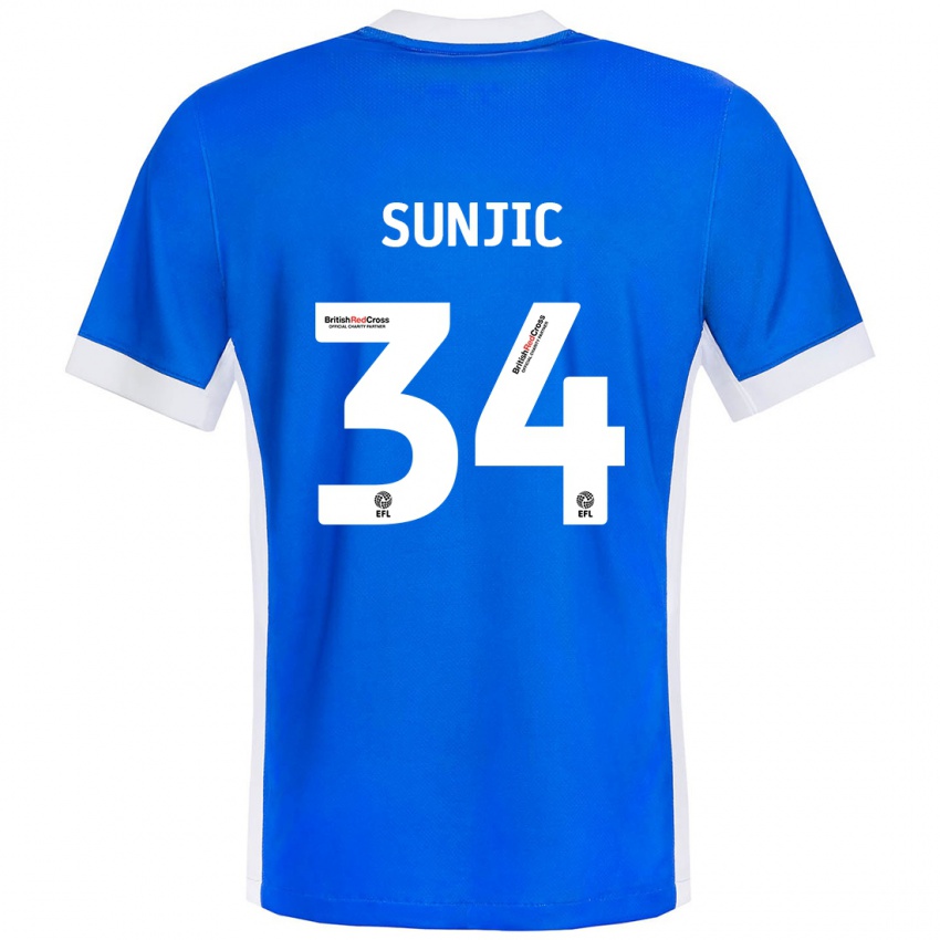 Miesten Ivan Sunjic #34 Sininen Valkoinen Kotipaita 2024/25 Lyhythihainen Paita T-Paita