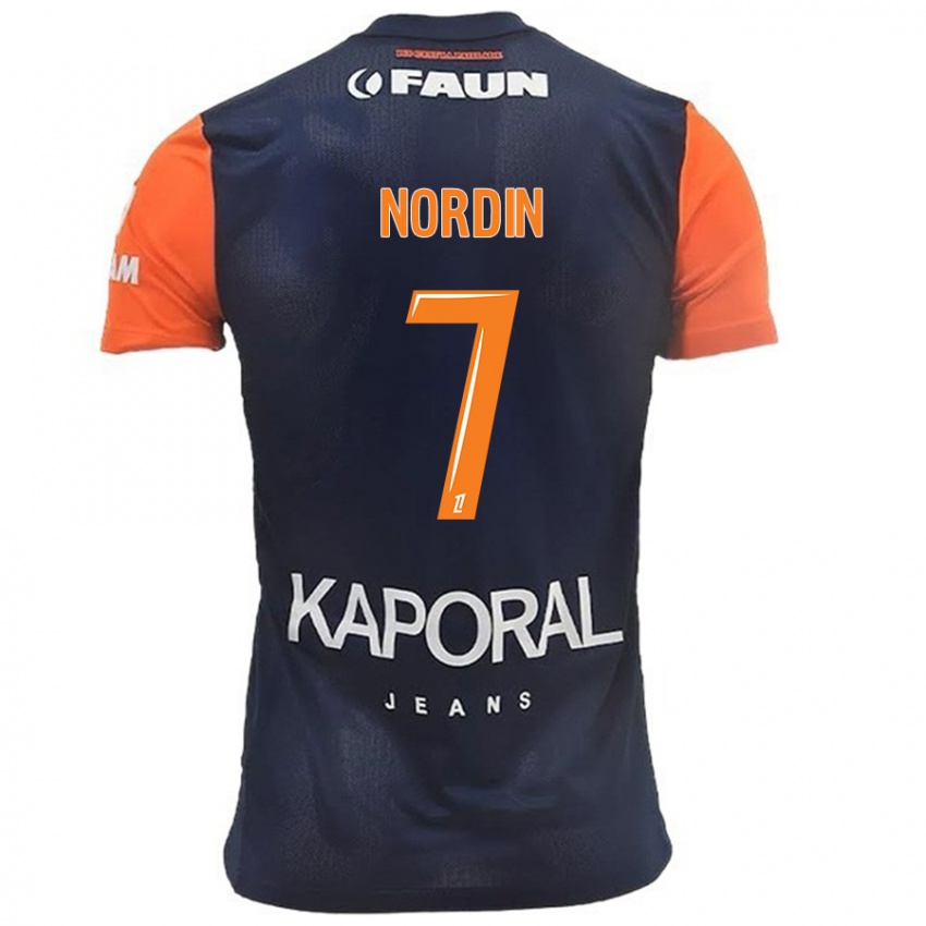 Miesten Arnaud Nordin #7 Tummansininen Oranssi Kotipaita 2024/25 Lyhythihainen Paita T-Paita