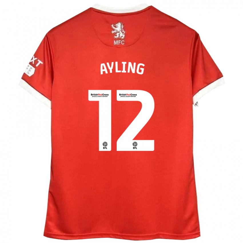 Miesten Luke Ayling #12 Punainen Valkoinen Kotipaita 2024/25 Lyhythihainen Paita T-Paita