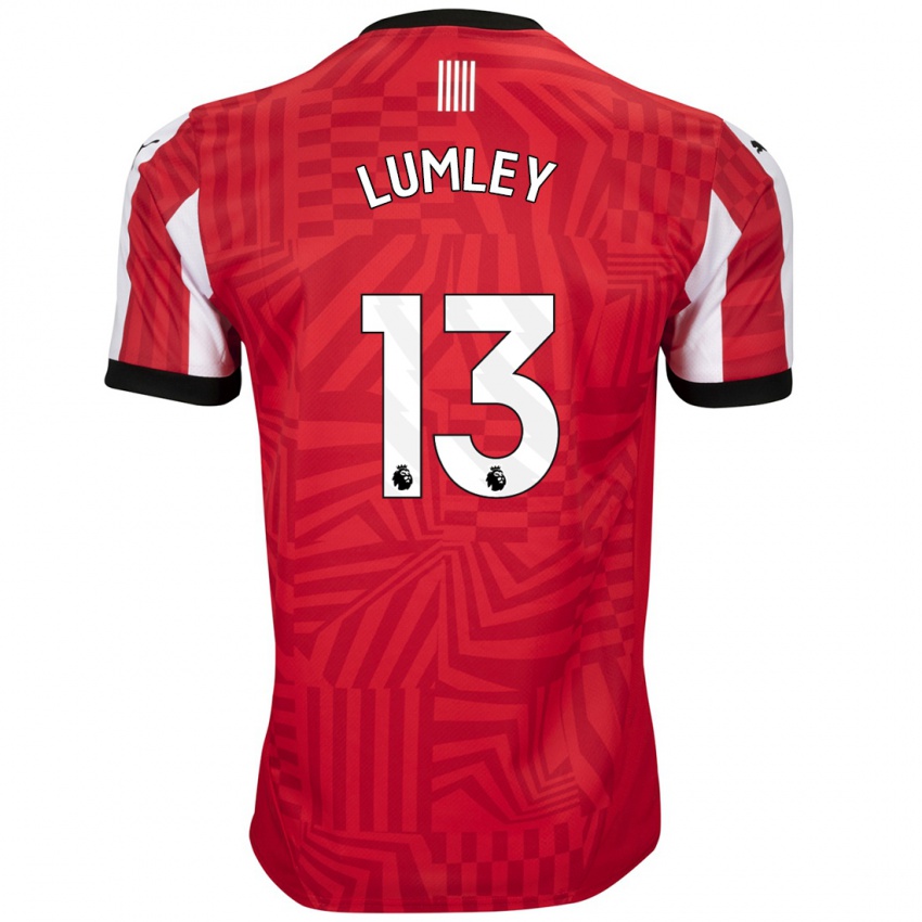 Miesten Joe Lumley #13 Punainen Valkoinen Kotipaita 2024/25 Lyhythihainen Paita T-Paita