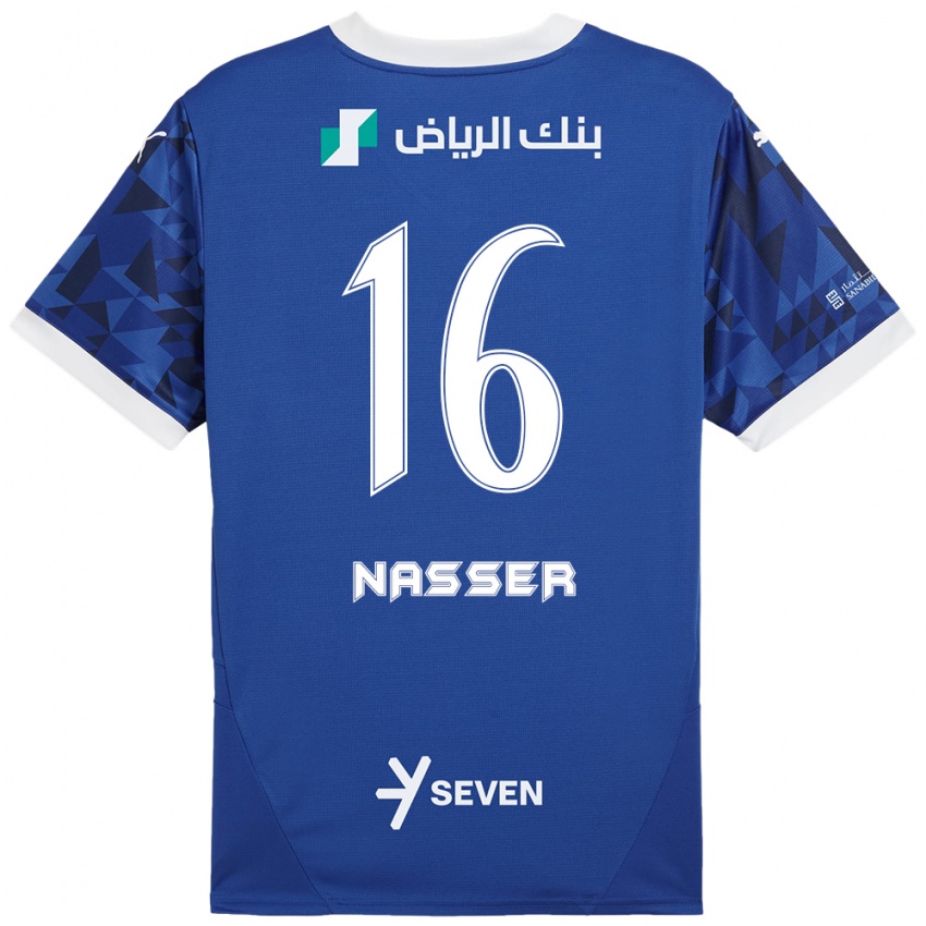 Miesten Nasser Al-Dawsari #16 Tummansininen Valkoinen Kotipaita 2024/25 Lyhythihainen Paita T-Paita