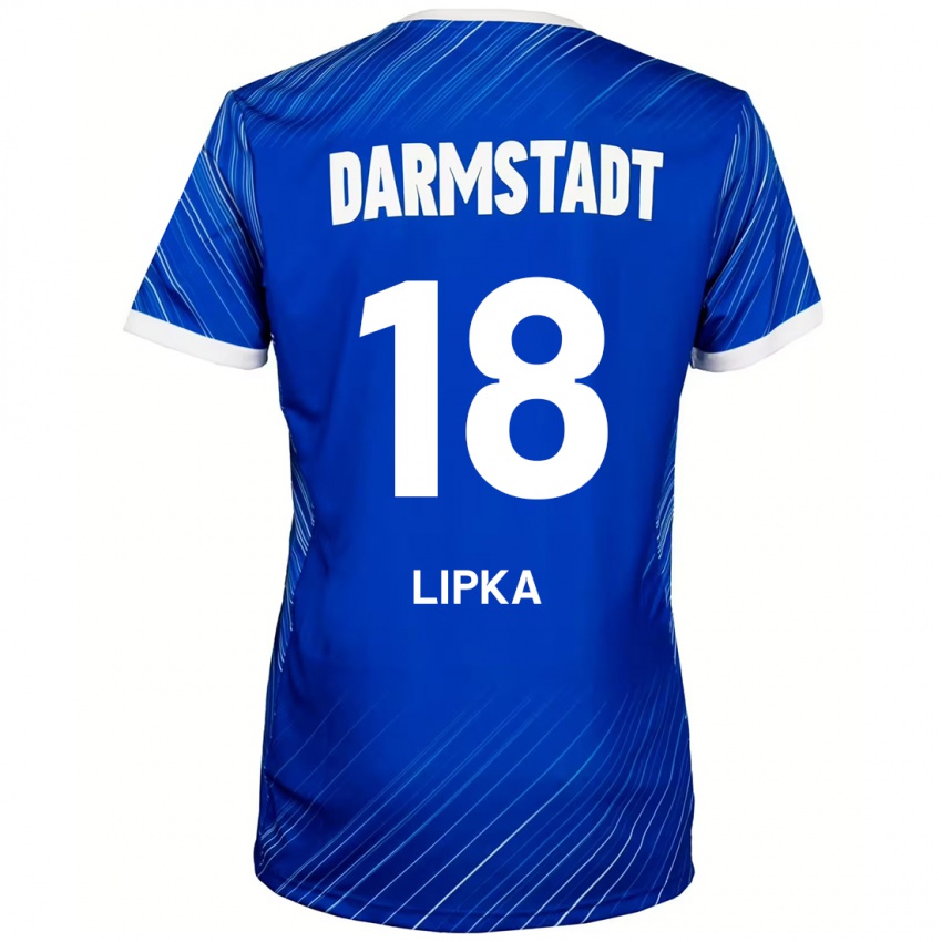 Miesten David Lipka #18 Sininen Valkoinen Kotipaita 2024/25 Lyhythihainen Paita T-Paita