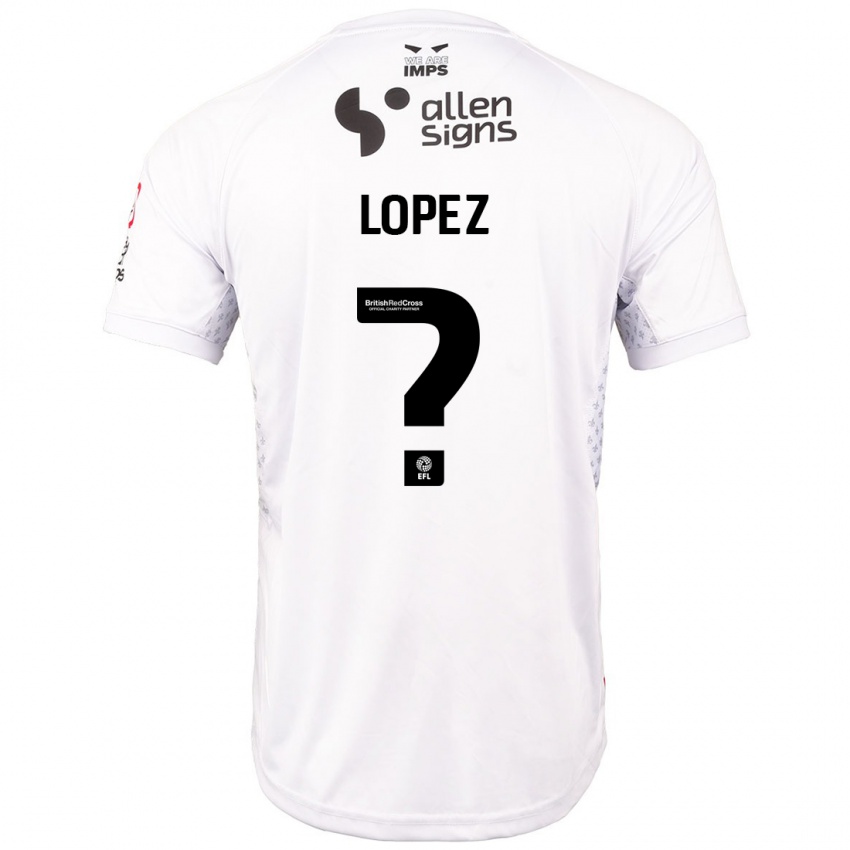 Miesten Jersey Lopez #0 Punainen Valkoinen Vieraspaita 2024/25 Lyhythihainen Paita T-Paita