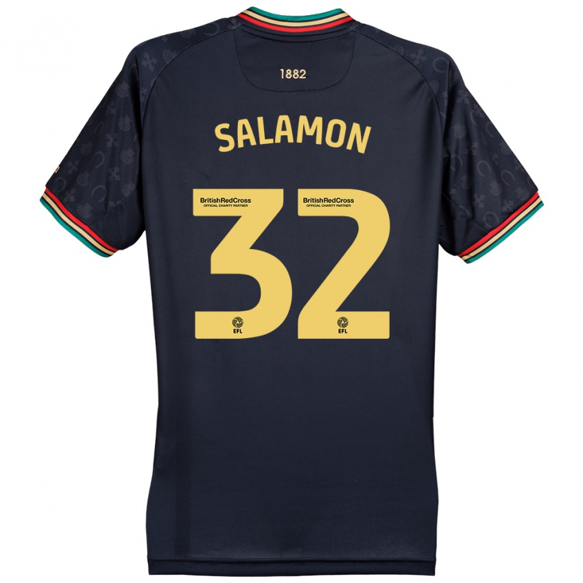 Miesten Matteo Salamon #32 Tumma Laivastonsininen Vieraspaita 2024/25 Lyhythihainen Paita T-Paita