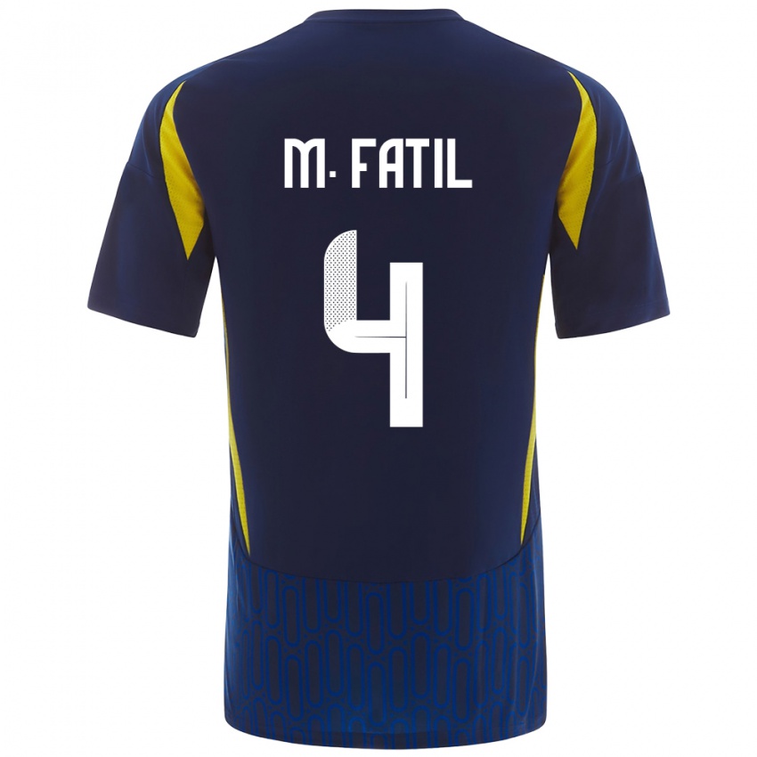 Miesten Mohammed Al-Fatil #4 Sininen Keltainen Vieraspaita 2024/25 Lyhythihainen Paita T-Paita