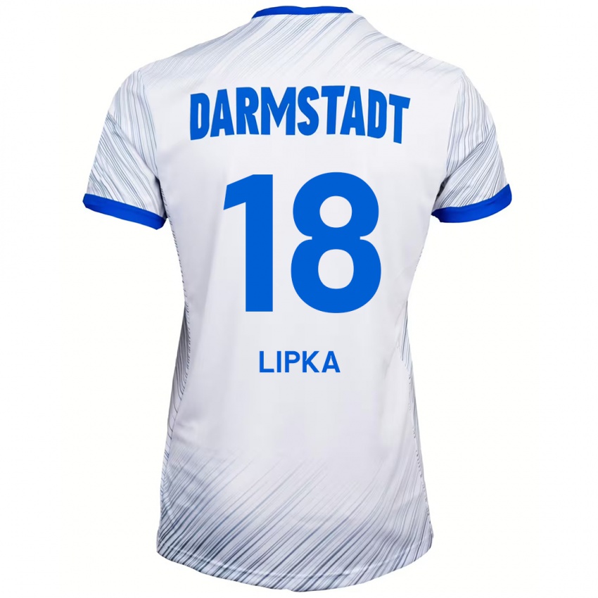 Miesten David Lipka #18 Valkoinen Sininen Vieraspaita 2024/25 Lyhythihainen Paita T-Paita