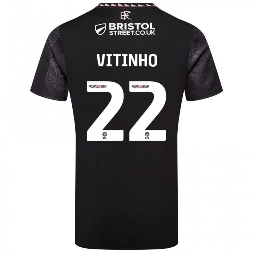 Miesten Vitinho #22 Musta Vieraspaita 2024/25 Lyhythihainen Paita T-Paita