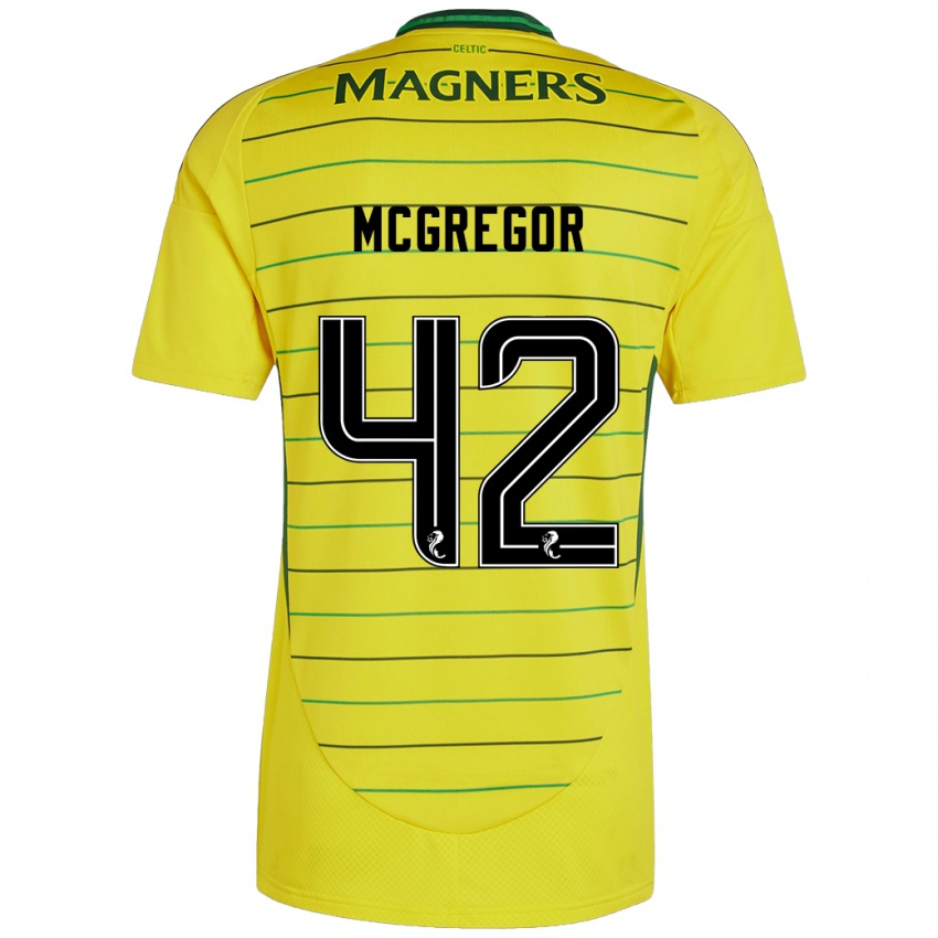 Naisten Callum Mcgregor #42 Keltainen Vieraspaita 2024/25 Lyhythihainen Paita T-Paita