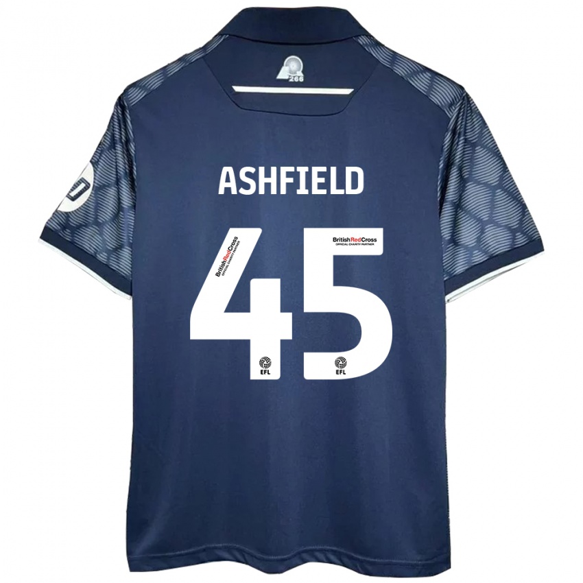 Naisten Harry Ashfield #45 Musta Vieraspaita 2024/25 Lyhythihainen Paita T-Paita