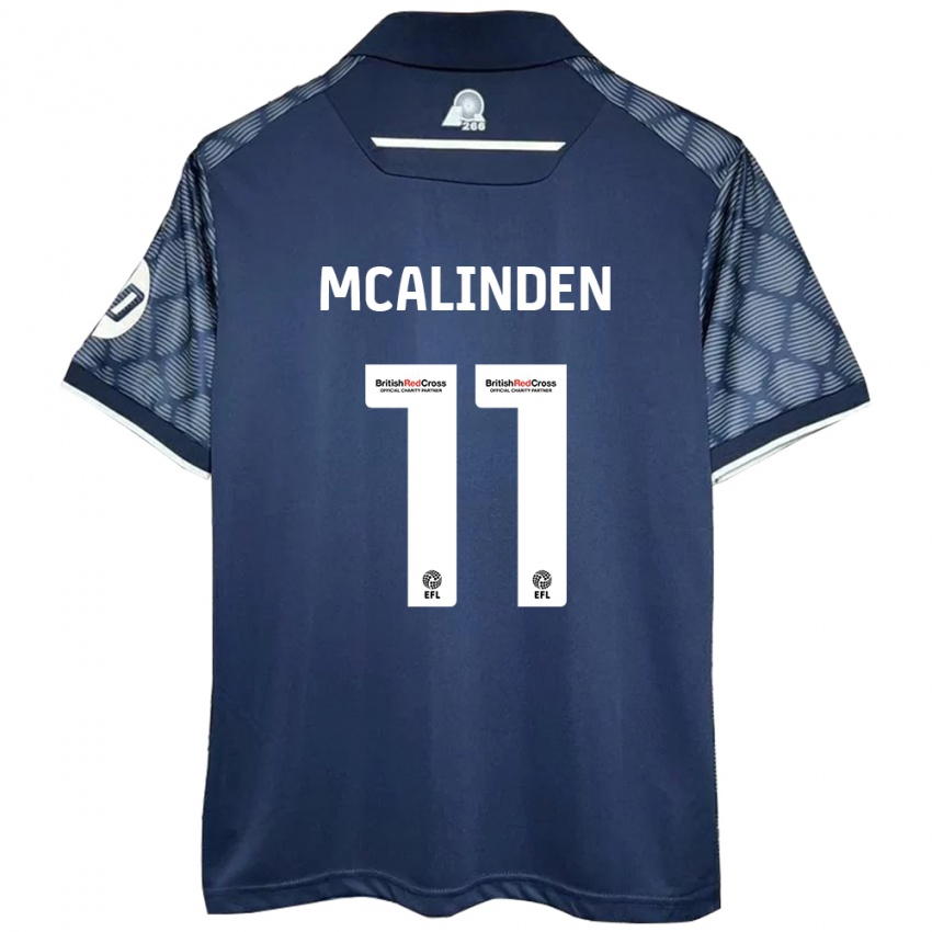 Naisten Liam Mcalinden #11 Musta Vieraspaita 2024/25 Lyhythihainen Paita T-Paita