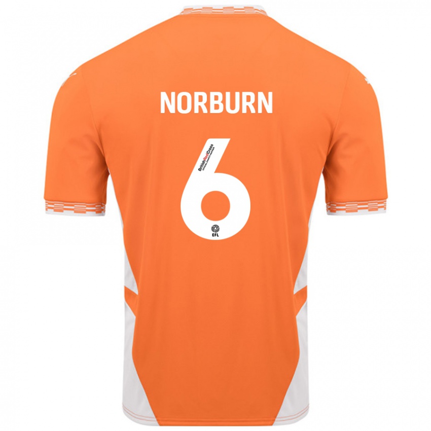 Lapset Oliver Norburn #6 Oranssi Valkoinen Kotipaita 2024/25 Lyhythihainen Paita T-Paita