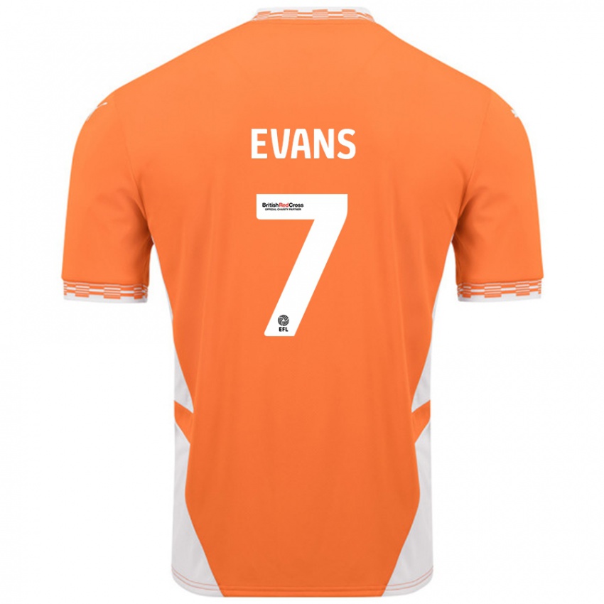 Lapset Lee Evans #7 Oranssi Valkoinen Kotipaita 2024/25 Lyhythihainen Paita T-Paita