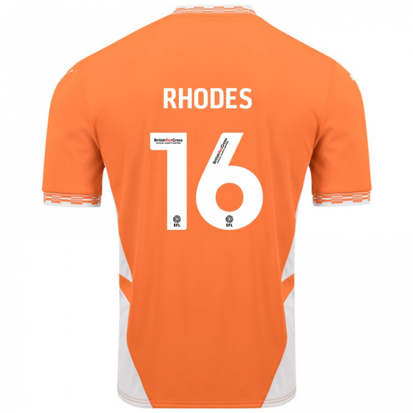 Lapset Jordan Rhodes #16 Oranssi Valkoinen Kotipaita 2024/25 Lyhythihainen Paita T-Paita